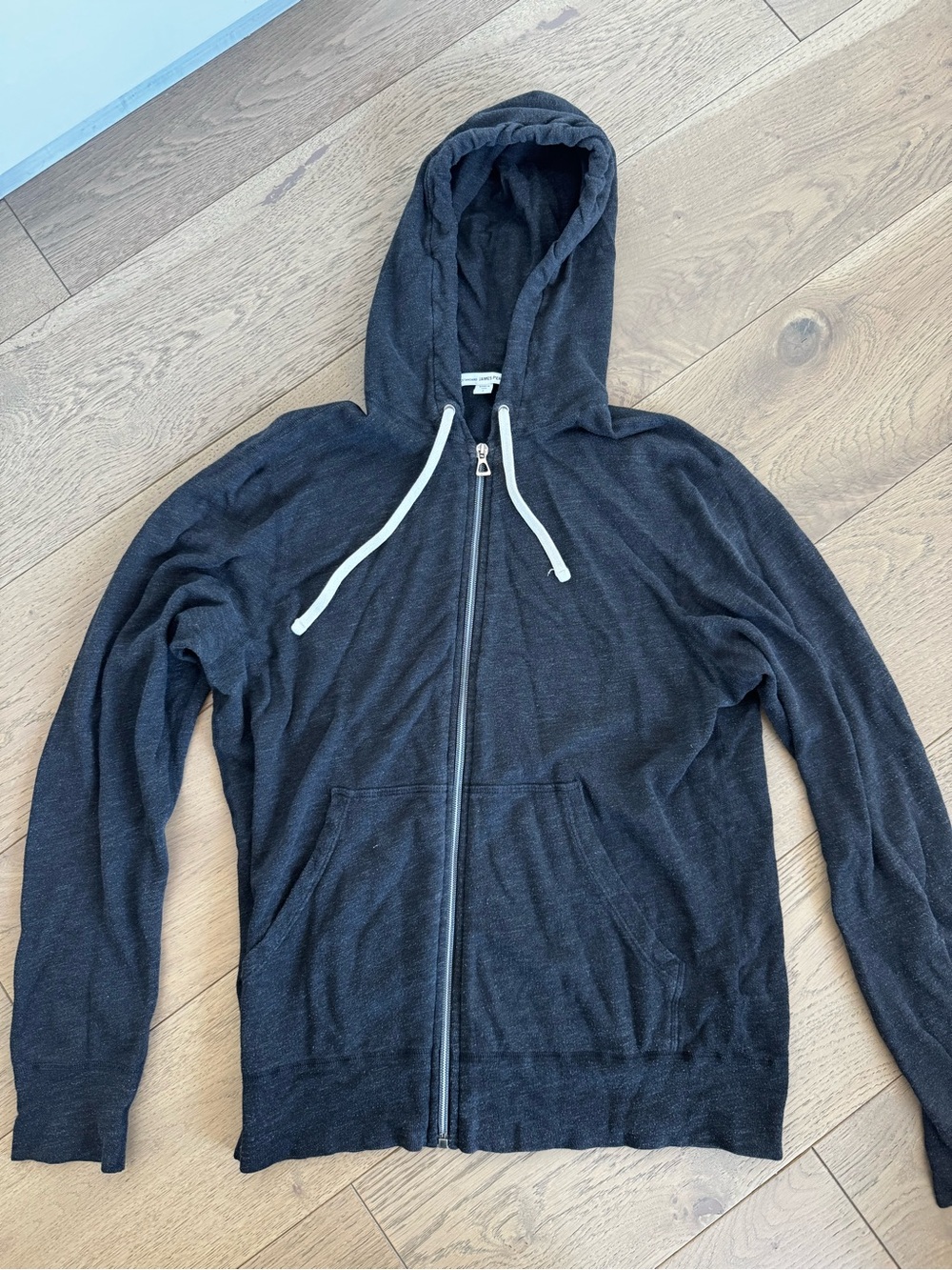 JAMES PERSE Men's Black Zip-Up Hoodie Sweater